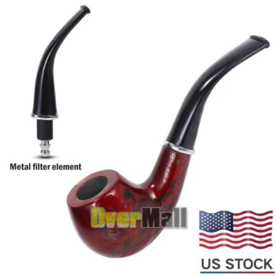 Durable Wooden Wood Smoking Pipe Tobacco Cigarettes Cigar Pipes Enchase Gift - Image 1 of 4