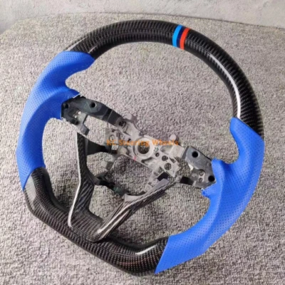 Volante a rayas rojas de cuero azul de fibra de carbono para Honda Accord 2018-2023 Foto 1 de 2