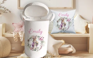 Tubo de almacenamiento personalizado, cesta de juguetes IMPRESIÓN DE CONEJO, artículo de guardería, bolsa para niños, - Imagen 1 de 2