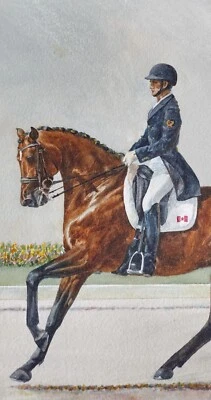 Obra de arte acuarela ecuestre de Zilverstar y Chris Von Martel por N. McCowan. Foto 1 de 4