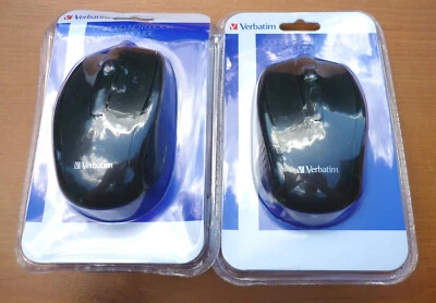 (2) Verbatim Corporation 98106 Corded Notebook Optical Mouse Black - NEW/SEALED - Image 1 of 3