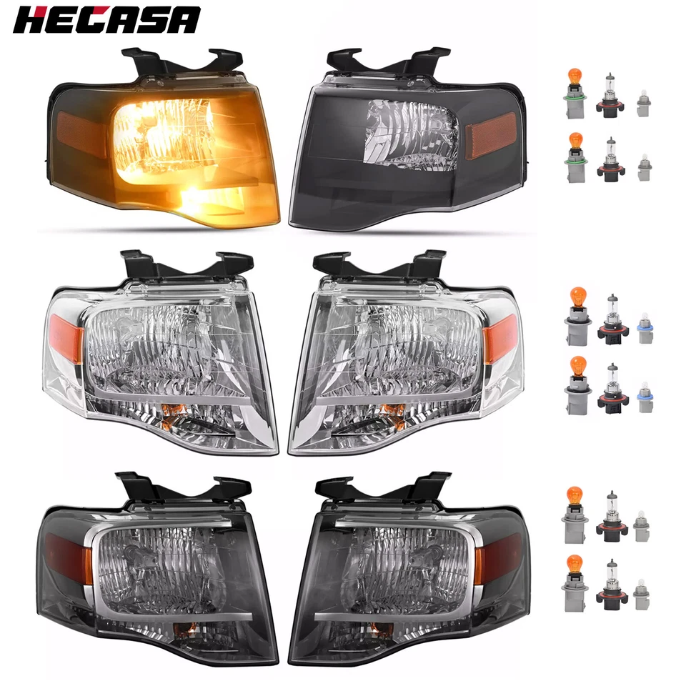 For Ford Expedition 2007-2014 Headlights Headlamp Left / Right / Pair W/bulbs Foto 1 de 1