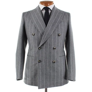 Stile Latino NWT Wool Double Breasted Two Piece Suit 48R 38R US Gray Chalkstripe - Picture 1 of 12