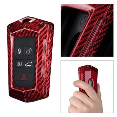Carbon Fibre Red Key Case for Land Rover Discovery Range Rover Jaguar - Image 1 of 4