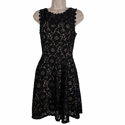 Vestido Jodi Kristopher para mujer talla 11 calce y acampanado sin mangas negro encaje mini Foto 1 de 4