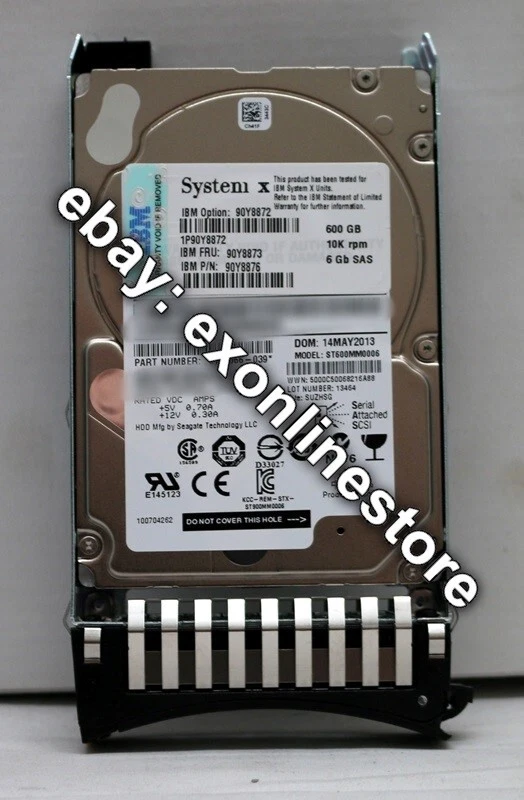 90Y8872 - 600GB 10K 6Gbps SAS 2.5" SFF G2HS HDD (FRU: 90Y8873) Lenovo IBM - Image 1 of 1