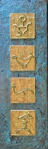 "FISH or FOWL?" Hawaiian Petroglyph Animal Painting Acrylic Art -Made in Hawaii - Picture 1 of 1