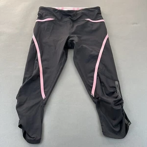 Lululemon Leggings Women 4 Black Pink Cropped Capri Athletic Workout Zip Pocket - Picture 1 of 10