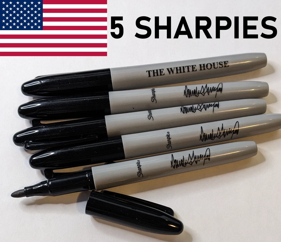 Маркер перманентный Donald Trump Sharpie черный подпись президента Белый дом 5 шт. - Изображение 1 из 4
