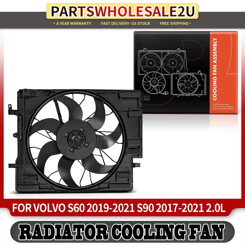 Ventilador de radiador y condensador con conjunto de motor sin escobillas para Volvo S60 S90 V60 XC60 Foto 1 de 4