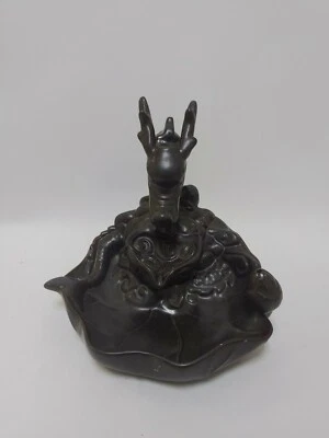 Soporte de palo de incienso e incienso de reflujo de cerámica ''Estanque de flores de dragón" usado en excelente estado Foto 1 de 4