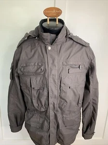SCOTTeVEST TEC Mens Size L Brown Heavy Coat Jacket 25+ Pockets Removable Hood - Picture 1 of 10