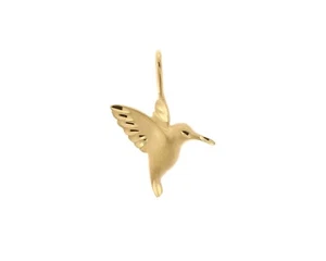 Vintage 14K Yellow Gold 23mm x 12mm Diamond Cut Hummingbird Bird Pendant - Picture 1 of 4