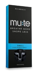 NUEVO Rhinomed Mute PEQUEÑO Reutilizable Respiración Nasal Ayuda para Roncar PACK DE 3 - Imagen 1 de 2