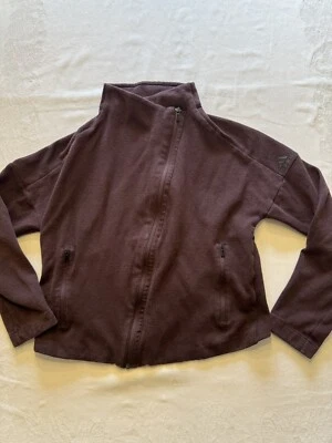 Adidas Женская куртка полный молнии толстовка большой черепаха шеи темно-бордовый - Изображение 1 из 4