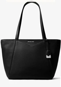 MICHAEL KORS Whitney Large Leather Tote Bag - BLACK (Gold Hardware) - Picture 1 of 11