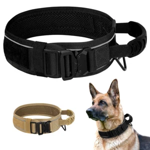 Tactical Dog Collar Military Heavy Duty with Handle 6.5cm Wide Mesh Padded M-XL - Picture 1 of 20