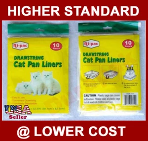 240 Drawstring Cat Pan Liner Litter Waste Scoop Dispose Disposal Easy Use Clean - Picture 1 of 2