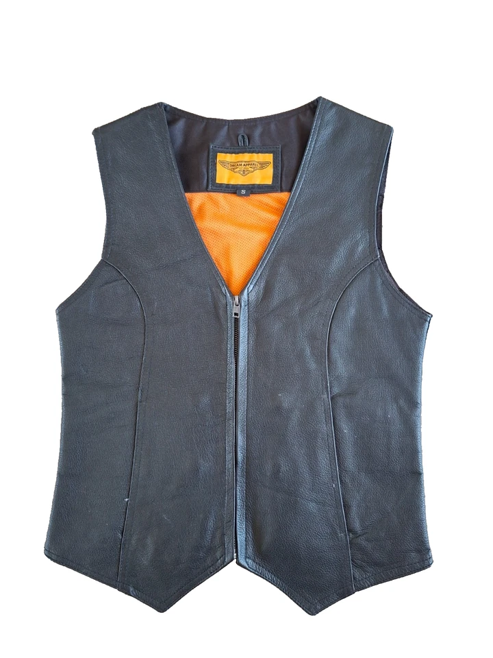 Dream Apparel Leather Motorcycle Riding Vest Conceal Carry Pockets Women’s Small - Image 1 of 4