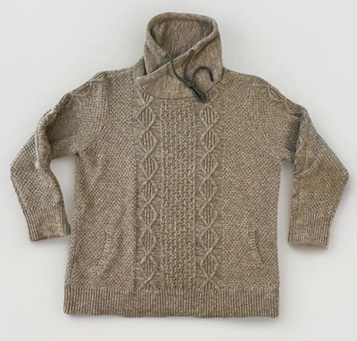 Suéter LL Bean Signature Pescador Cuello Embudo Gris Avena XL 100% Algodón Tejido Foto 1 de 4