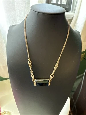 Kenneth Cole New York 14”-16”Brushed Gold Tone Black Stone Pendant  - Image 1 of 4