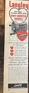 Vintage Langley Fishing Reels 1948 Print Ad - Picture 1 of 1