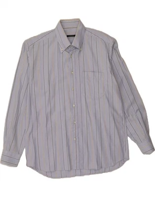 ROCCOBAROCCO Mens Shirt Size 17 44 XL Blue Striped Cotton NE08 - Image 1 of 4