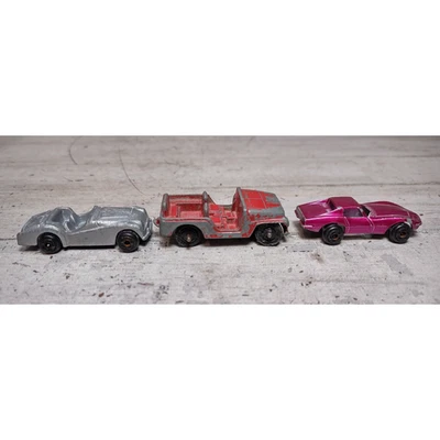 Lot of 3 Vintage Diecast Small Cars Roadster Sports Car Jeep Hong Kong - Image 1 of 4