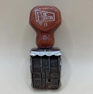 Vtg Fulton Rotary Date Stamp Wood Handle Metal Wheels for Office. Made In USA - Picture 1 of 8