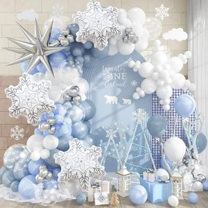 Kit Guirnalda Arco Globo Winter Wonderland, 138 Piezas Polvoriento Pastel Bebé Azul Blanco... - Imagen 1 de 9