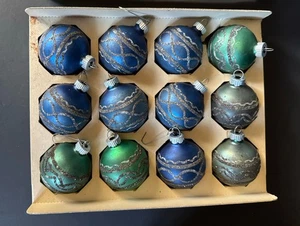 VTG Shiny Brite Ornaments Box Of 12 Purple 2.5” Others Glitter - Picture 1 of 6