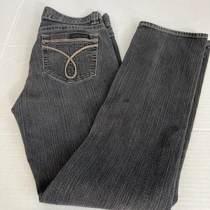Pantalones de mezclilla rectos ajustados negros lavados oscuros de Calvin Klein para mujer talla 6 - Imagen 1 de 13