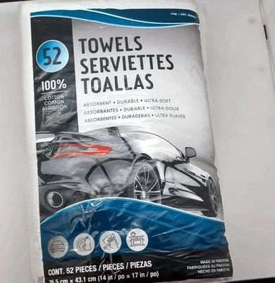 Toalhas de pano terry brancas Unitex - Pacote com 48 a granel para detalhes de carros e cozinha - Imagem 1 de 4