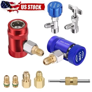 Car A/C R1234YF Quick Coupler Adapter Set with Self-Sealing & Puncture Can Tap - Picture 1 of 9