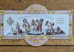 Französisches Savon des Jolis Bébés Blechschild 10,5"x4,5" Vintage Stil Bad Baby Deko - Bild 1 von 4