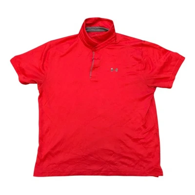 Under Armour Heat-Gear Golf Tennis Polo Red Shirt Mens UK Size XL Excellent - Image 1 of 4