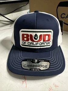 Bud Of California Hat snap back cap Salinas NEW Patch trucker Navy Blue White - Picture 1 of 6