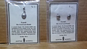 2 Egyptian Accents Sterling Silver Scarab "the good luck beatle" Fine Jewelry - Picture 1 of 1