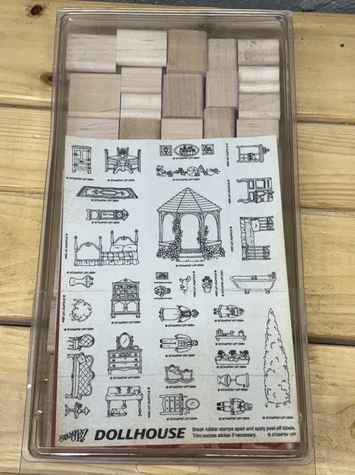 STAMPIN' UP!  JUEGO DE SELLOS DE MADERA PARA CASA DE MUÑECAS ACCESORIOS MUEBLES NUEVO VINTAGE Foto 1 de 4
