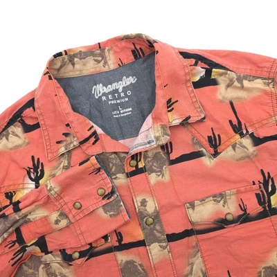 Wrangler Men's Large Retro Wild West Pearl Snap Long Sleeve Shirt MVR499M - Image 1 of 4