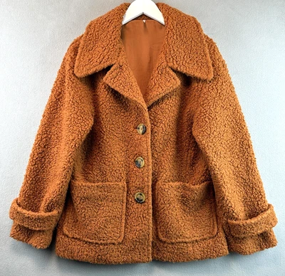 Free People Peacoat Medium So Soft Carrot Ginger Teddy Slouchy Lined OB872251 - Image 1 of 4