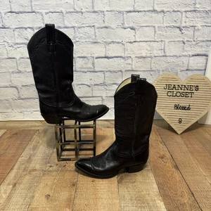 Larry Mahan Vintage Hirschleder schwarz Cowgirl Cowboystiefel 7 D gebraucht guter Zustand - Bild 1 von 16