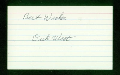 425, Dick West, Original Signed/Autograph, Index Card, Reds, "1938-43" - Image 1 of 4