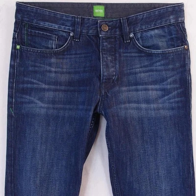 Hombres HUGO BOSS DRAKE Ajustado Recto Azul Jeans W32 L32 - Imagen 1 de 4
