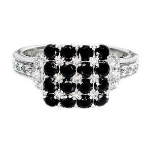 925 Sterling Silver Ring Round Black Spinel 2mm Natural Gemstone Jewelry Sz 7.5 - Picture 1 of 13