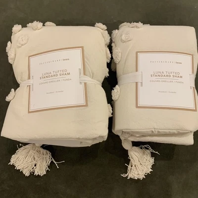 Pottery Barn Teen Shams 2 全新 月亮钻石 塔夫特 绗缝 标准 全新带标签 — 第 1/4 张图片