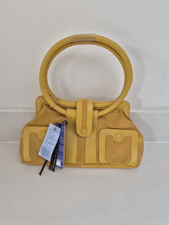 BNWT Oasis Limited Edition Leather and Suede Yellow Tote Handbag - Image 1 of 4