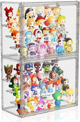 Clear Acrylic Display Case for Collectible Figures, Box with Shelves, stackable, - Image 1 of 4