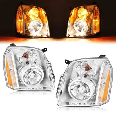 Faros faros con bombillas izquierda derecha para GMC Yukon XL 1500 2500 2007-13 2014 Foto 1 de 4