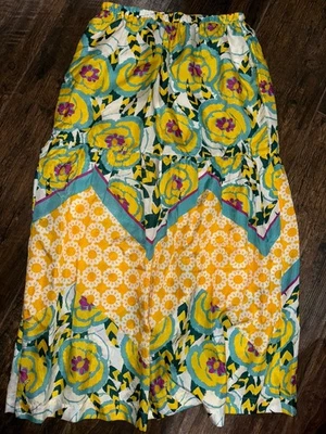 Johnny Was Floral Boho Falda Seda Pequeña Flores Amarillas Foto 1 de 4